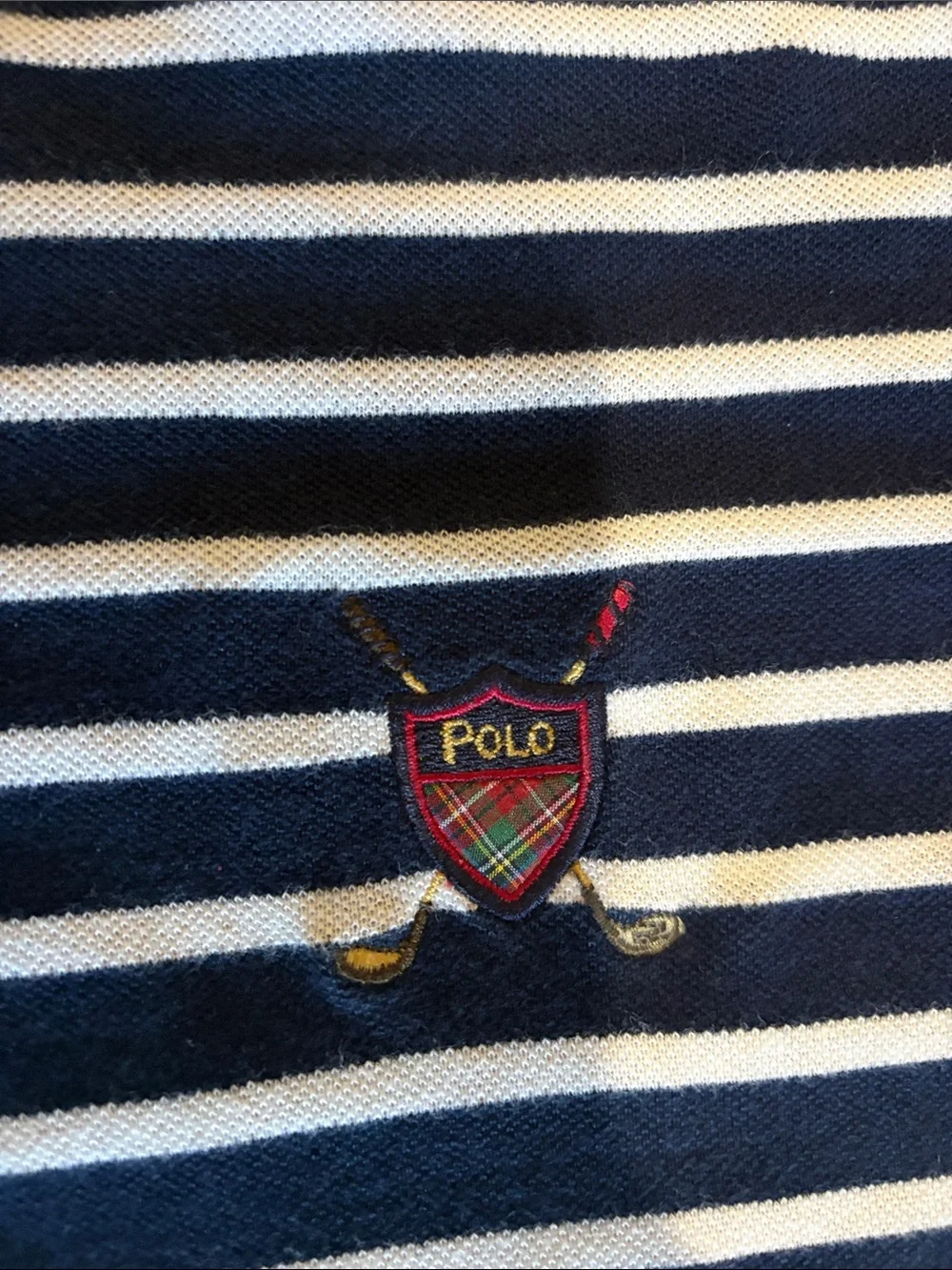 Vintage Polo Golf Ralph Lauren Navy & White Stripe Polo Shirt